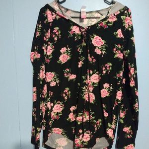 Black and pink roses long sleeve shirt